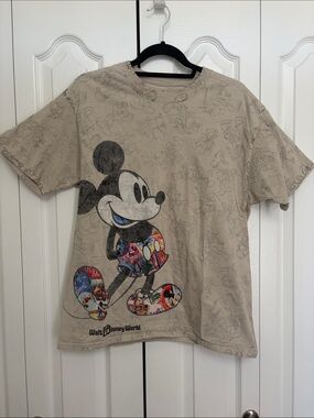 Disney Walt Disney World Mickey Mouse All Over Print Graphic Tee - Gray L